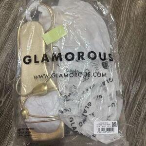 New Glamorous Gold Flat Sandals With ankle wrap